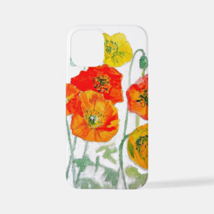 Sinaasappel Rode Klaproos Bloem Patroon Waterverf iPhone 12 Mini Hoesje