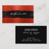 Sinaasappel Rood Geborsteld Metaal Zwart Penseelst Visitekaartje (Voorkant / Achterkant)