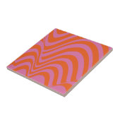 Sinaasappel Roze Abstract Wavy Stripe Bold Modern Tegeltje (Zijkant)