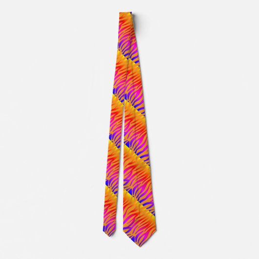 Sinaasappel Roze Abstract Zebra Strepen Patronen G Stropdas (Achterkant)