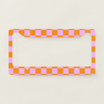Sinaasappel + Roze Checkered-schaakbordpatroon