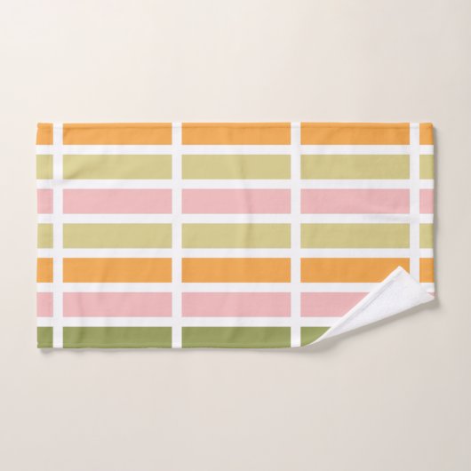 Sinaasappel Roze Goud en Groene Strepen Bad Handdoek (Handdoek)