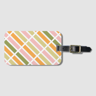 Sinaasappel Roze Goud en Groene Strepen Bagagelabel