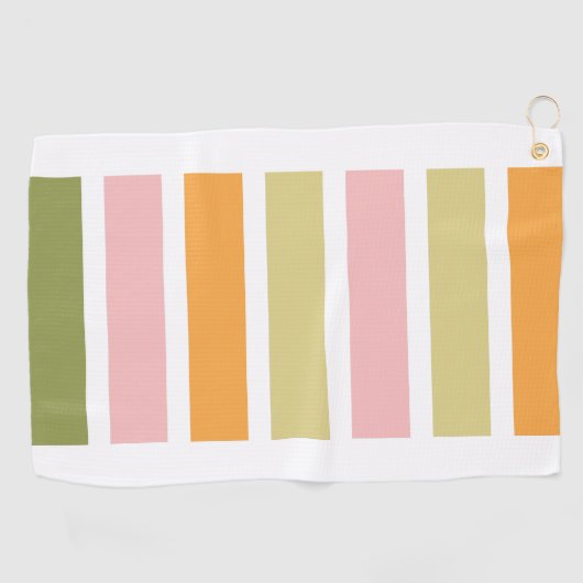 Sinaasappel Roze Goud en Groene Strepen Golfhanddoek (Horizontaal)