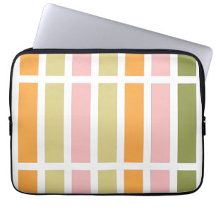 Sinaasappel Roze Goud en Groene Strepen Laptop Sleeve