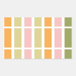 Sinaasappel Roze Goud en Groene Strepen Rechthoekige Sticker