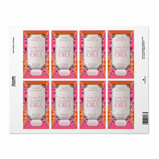 Sinaasappel Roze Stimuleert Etherische Oliefles Et Etiket (Full Sheet)