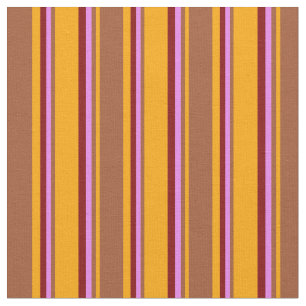 Sinaasappel, Sienna, Violet & Maroon Stripes Patte Stof