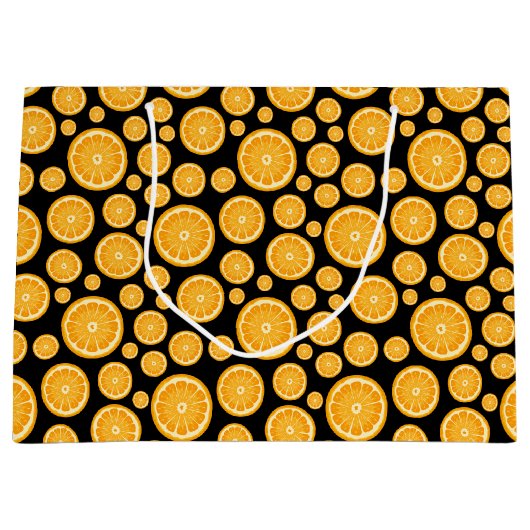 Sinaasappel Slice Citrus Fruit Zwart Groot Cadeauzakje (Voorkant)