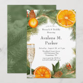 Sinaasappel Slice Pine Wreath Brunch & Bubbly Kaart (Voorkant / Achterkant)