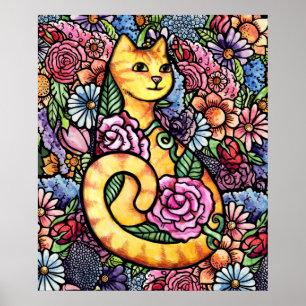 Sinaasappel Tabby Cat Garden Poster