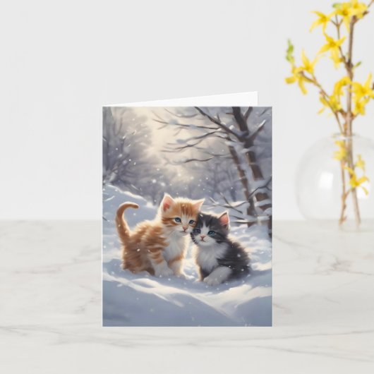 Sinaasappel Tabby Grijs en Wit Katten Blank Groet Kaart (Gele Bloem)