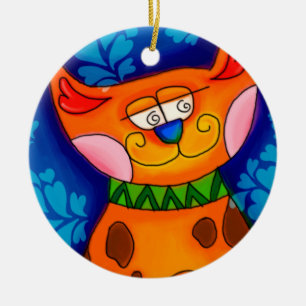Sinaasappel tablet glimlachen keramisch ornament