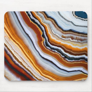 Sinaasappel Terracotta Wit Zwart Blauw Agaat Geode Muismat