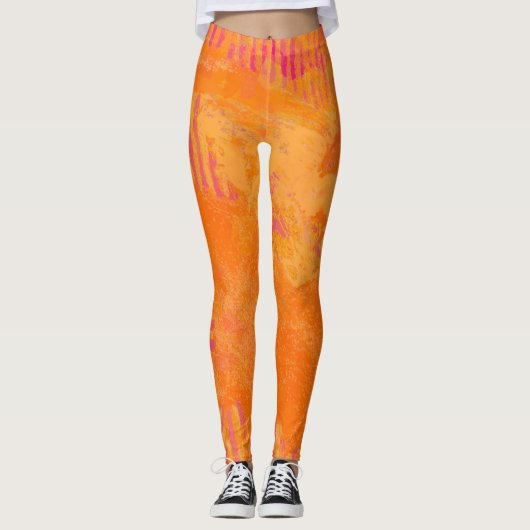 Sinaasappel Tiger Leggings (Voorkant)