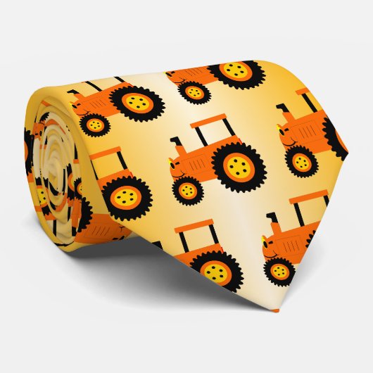 Sinaasappel Tractor Ontwerp Stropdas (Opgerold)