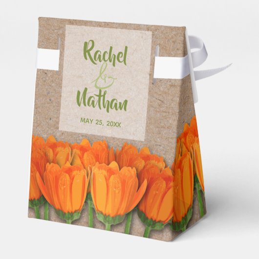 Sinaasappel Tulp op Kraft Tent Style Favor Box Bedankdoosjes (Achterkant)