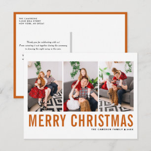 Sinaasappel typografie vrolijk kerstfeest fotocoll feestdagenkaart
