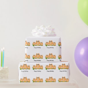 Sinaasappel Uilen Ontwerp Verjaardagscadeau Cadeaupapier