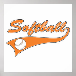 sinaasappel van de de teksttekst van het softbalma poster