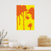 Sinaasappel Verf Splatter Poster (Keuken)
