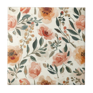 Sinaasappel Waterverf Bloemen Botanische Schilderi Tegeltje