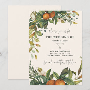 Sinaasappel waterverf botanische bruiloft met citr
