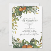 Sinaasappel waterverf botanische bruiloft met citr save the date (Voorkant)