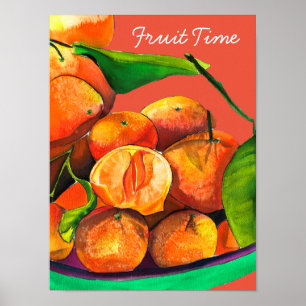 Sinaasappel waterverf fruit kunst poster