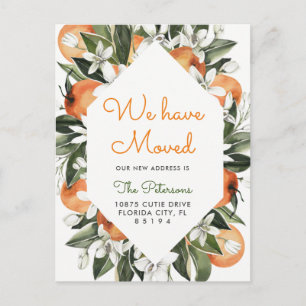 Sinaasappel We hebben verplaatst Bewegende Aankond Aankondigingskaart