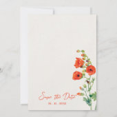   Sinaasappel Wild Flower Script Wedding Save The Date (Achterkant)