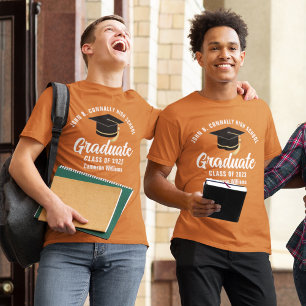 Sinaasappel Wit Afstuderen Custom Afstuderen T-shirt