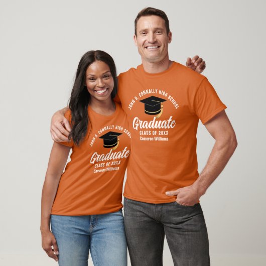 Sinaasappel Wit Afstuderen Custom Afstuderen T-shirt (Unisex)