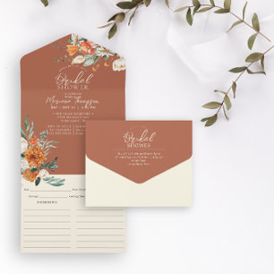 Sinaasappel & Wit Bloemen Vrijgezellenfeest & Rece All In One Uitnodiging