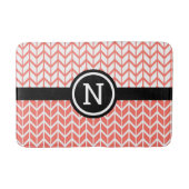 Sinaasappel Wit Chevron Patroon Monogram Bold Mode Badmat (Voorkant)