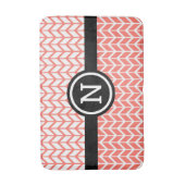 Sinaasappel Wit Chevron Patroon Monogram Bold Mode Badmat (Voorkant Verticaal)
