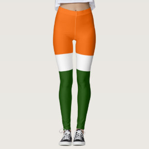 Sinaasappel Wit Groen Plain Kleur Block Design Leggings