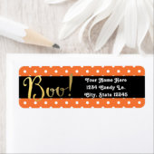 Sinaasappel & Wit Polka Dot Halloween Boo Invitati Etiket (Insitu)