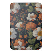  Sinaasappel wit sierlijke retro bloemen Badmat (Voorkant Verticaal)