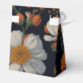  Sinaasappel wit sierlijke retro bloemen Bedankdoosjes (Achterkant)