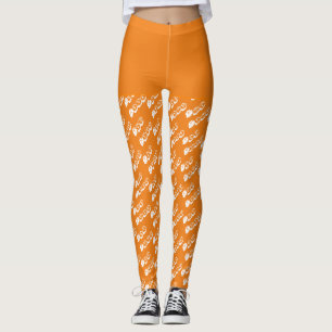Sinaasappel Wit Spooky Schattige Boo Halloween Kos Leggings