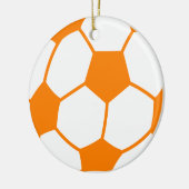 Sinaasappel & Wit Voetbal Keramisch Ornament (Links)