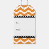 Sinaasappel Wit Zwart Chevron Cadeau Labels Cadeaulabel (Voorkant)