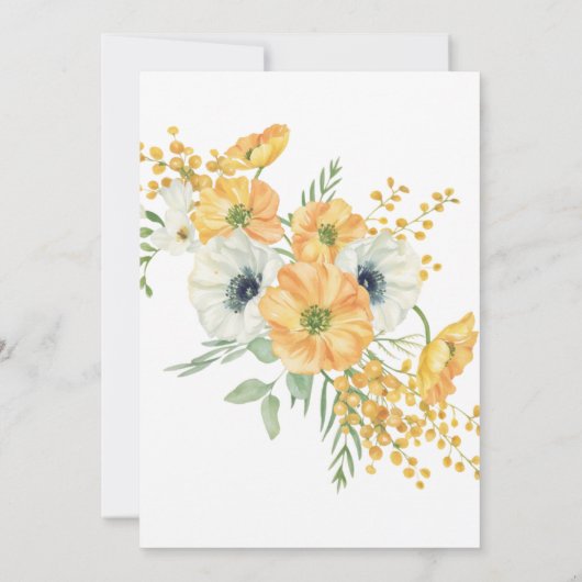 Sinaasappel & Witte Anemone Lente Bloemen Verjaard Kaart (Achterkant)