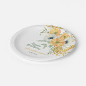 Sinaasappel & Witte Anemone Lente Bloemen Verjaard Papieren Bordje (Gekanteld)