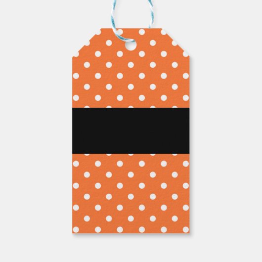 Sinaasappel & Witte Polka Dot Halloween Partij Cadeaulabel (Achterkant)