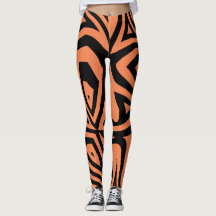 Sinaasappel Zwart Abstract Zebra Print Vrouwen Leg