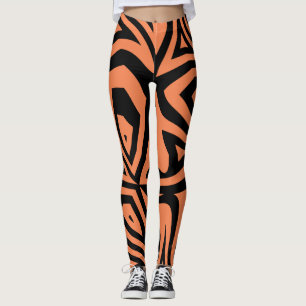Sinaasappel Zwart Abstract Zebra Print Vrouwen Leg Leggings