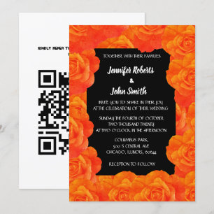 Sinaasappel Zwart Bloemen QR Code Roos Bloemen Huw Kaart