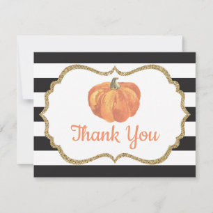 Sinaasappel Zwart en Goud Pompoen Herfst Herfst Da Bedankkaart